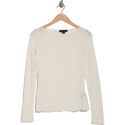 Sanctuary Neck Long Sleeve Lettuce Edge Top In Milk