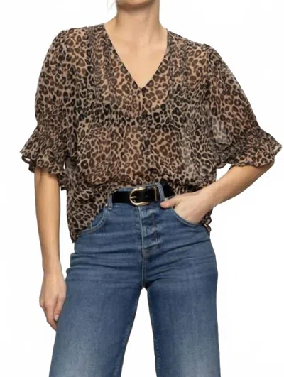 Sanctuary New Crush Blouse In French Kitty In Animal Print