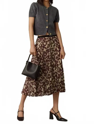 Sanctuary New Pleated Midi Skirt In Chocolate Spots In Gray