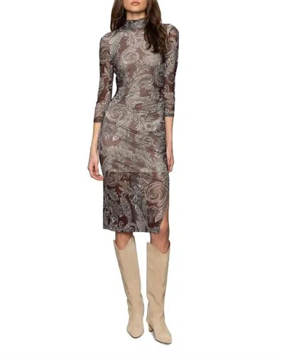 Sanctuary Night Out Mock Midi Dress In Mineral Paisley In Brown