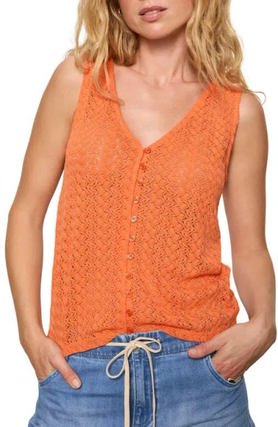 Sanctuary No Rush Front Button Sweater Vest In Orange
