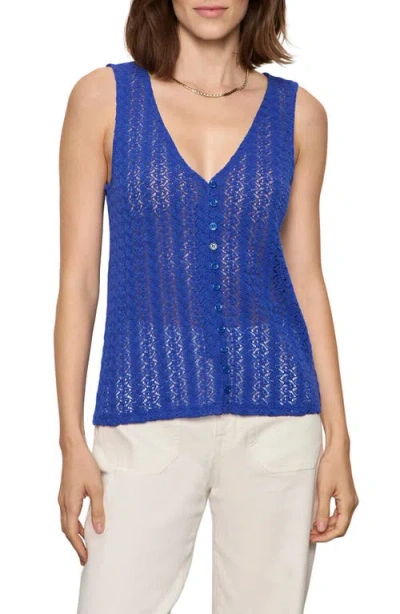 Sanctuary No Rush Front Button Sweater Vest In Blue