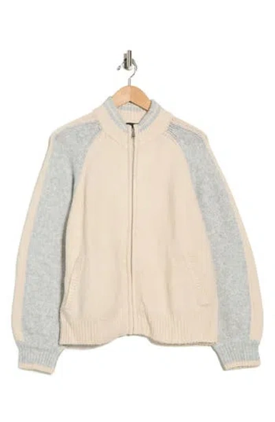 Sanctuary Nolan Colorblock Zip Sweater Bomber Jacket In Brown