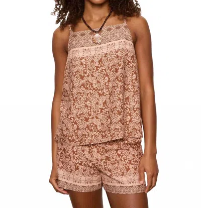Sanctuary Nomad Button Back Cami In Mosaic Clay With Border In Yellow