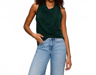 Sanctuary Nora Draped Tank Top In Forest Green In White