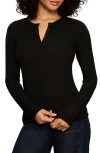Sanctuary Not So Basic Texture Henley Top In Black