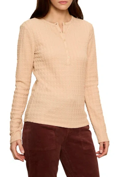 Sanctuary Not So Basic Texture Henley Top In Dried Goldie Yellow