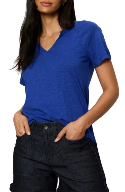 Sanctuary Notch V-neck Cotton Blend T-shirt In Blue
