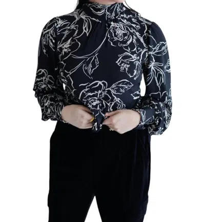 SANCTUARY ON THE SPOT BLOUSE ROSE STENCIL IN BLACK