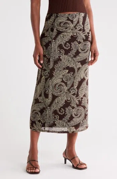 Sanctuary On The Way Printed Midi Skirt In Bailey Chi