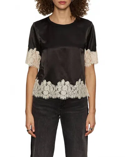 Sanctuary One Of A Kind Satin Lace Top In Black In Animal Print