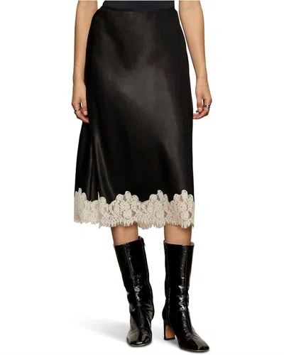 SANCTUARY ONE OF A KIND SATIN MIDI SKIRT IN BLACK