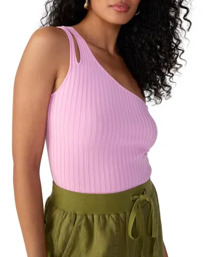 Sanctuary One Shoulder Rib Tank In Pink No. 3