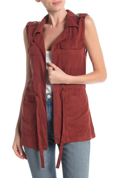 Sanctuary Open Front Tie Waist Cargo Vest In Red