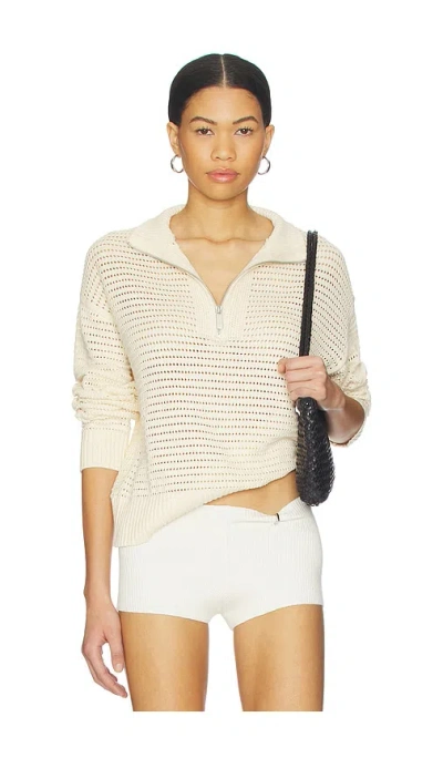 Sanctuary Open Knit 1/2 Zip Sweater In Collagen
