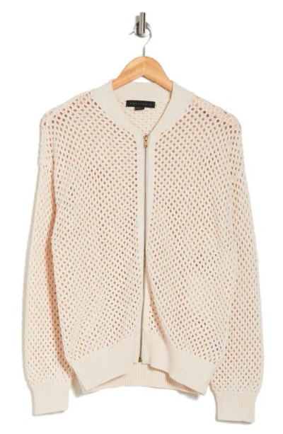 Sanctuary Open Knit Bomber Cardigan In Sand Dune