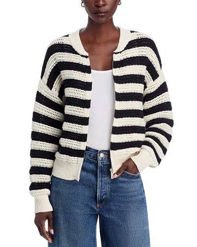 Sanctuary Open Knit Bomber Crewneck Cardigan Sweater