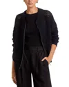 Sanctuary Open Knit Bomber Crewneck Cardigan Sweater In Black