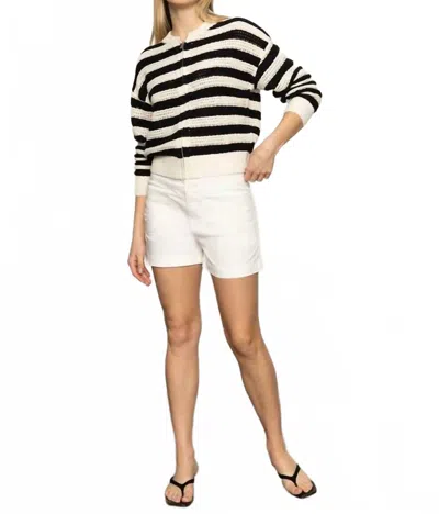 Sanctuary Open Knit Bomber Jacket In Black Chalk Stripe In Multi