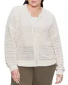 Sanctuary Open Knit Bomber Jacket Womens White Full Zip Long Sleeve Ups655 In White