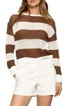 Sanctuary Open Knit Sweater In Chalk Sepia Stripe