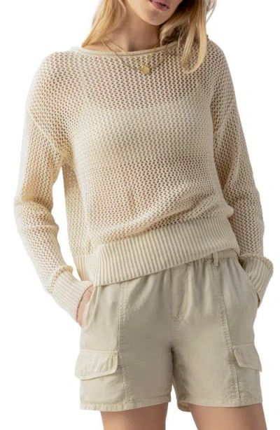 Sanctuary Cotton Open Knit Sweater In Gray
