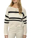 Sanctuary Sporty Stripe Open Knit Sweater In Eco Natural