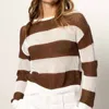 Sanctuary Open Knit Sweater In Chalk Sepia Stripe In Multi