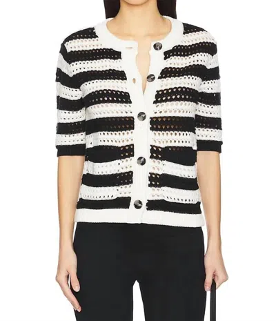 SANCTUARY OPEN KNIT SWEATER JACKET IN CHALK/BLACK