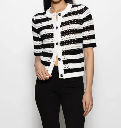 SANCTUARY OPEN KNIT SWEATER JACKET IN CHALK/BLACK STRIPE