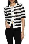 Sanctuary Open Stitch Cardigan In Chalk Black