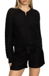 Sanctuary Open Stitch Cotton Bomber Cardigan In Black