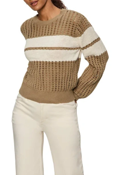 Sanctuary Womens Sporty Openwork Popover Crew Neck Sweater In Multi