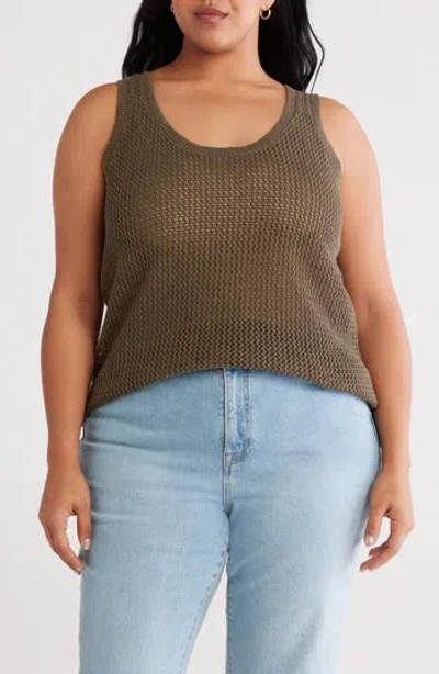 Sanctuary Open Stitch Cotton Sweater Tank In Brown