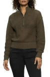 Sanctuary Open Stitch Half-zip Cotton Sweater In Brown