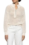 Sanctuary Open Stitch Half-zip Cotton Sweater In Eco Natura