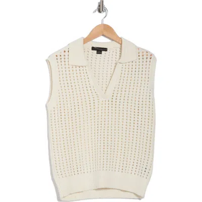 Sanctuary Open Stitch Polo Sweater Vest In Milk