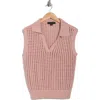 Sanctuary Open Stitch Polo Sweater Vest In Rose Clay