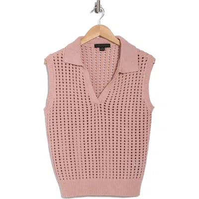 Sanctuary Open Stitch Polo Sweater Vest In Rose Clay