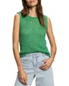 Sanctuary Open Stitch Sleeveless Cotton Sweater In Green