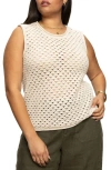 Sanctuary Open Stitch Sleeveless Cotton Sweater In Eco Natural