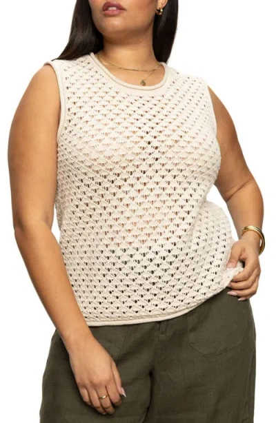 Sanctuary Open Stitch Sleeveless Cotton Sweater In Eco Natural