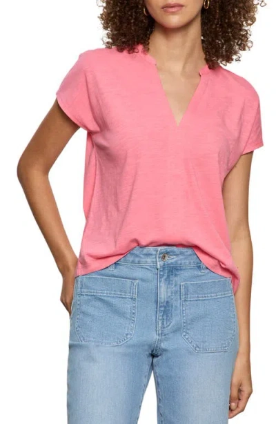 Sanctuary Organic Cotton Blend Split Neck T-shirt In Pink