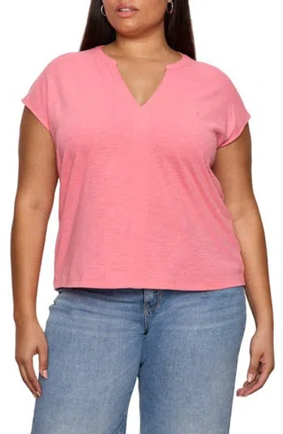 Sanctuary Organic Cotton Blend Split Neck T-shirt In Bloom Pink