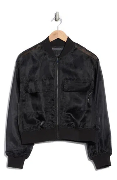 Sanctuary Organza Crop Bomber Jacket In Black