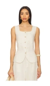 Sanctuary Outsmart Square Neck Vest In Flax In Cream