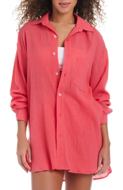 Sanctuary Oversize Beach Button-down Cover-up