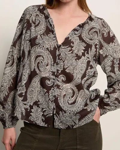 Sanctuary Paisley Blouson Blouse In Mineral Paisley In Burgundy