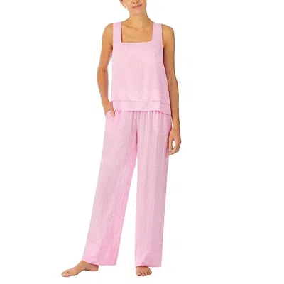 Sanctuary Pajama Sets Women's Pink Relaxed Fit Square Neck Wide Leg Ddr2916