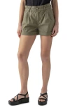 Sanctuary Paperbag Elastic Waist Poplin Shorts In Burnt Olive